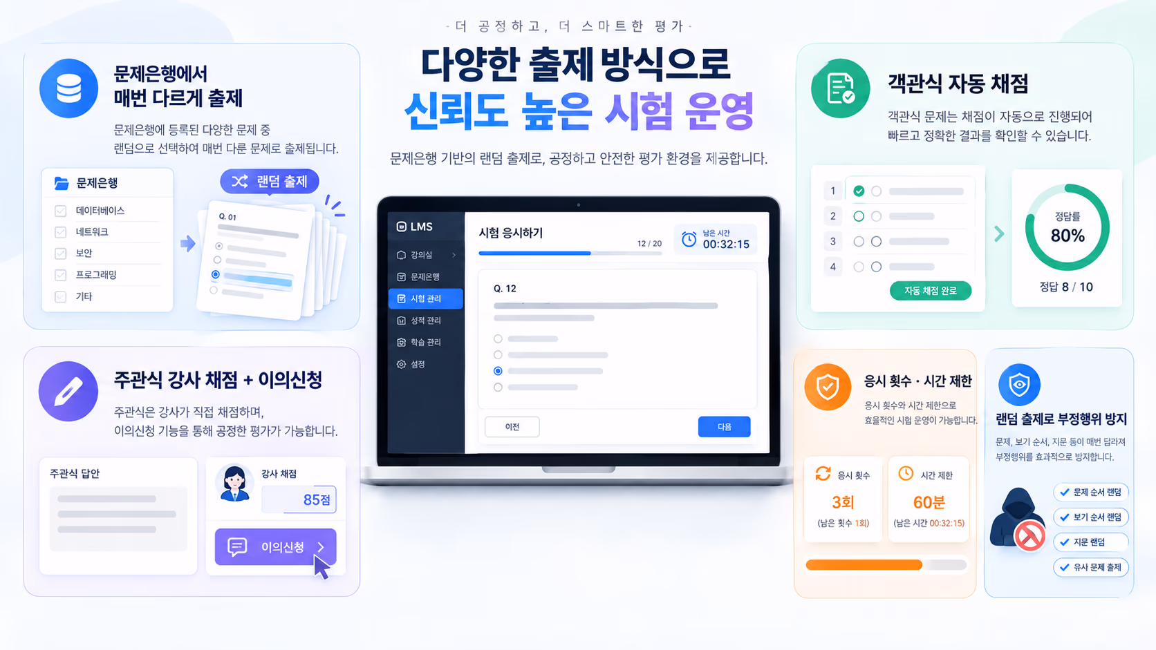 시험 · 평가 기능 화면